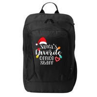 SantaS Favorite Office Staff Christmas Lights Santa Hat City Backpack