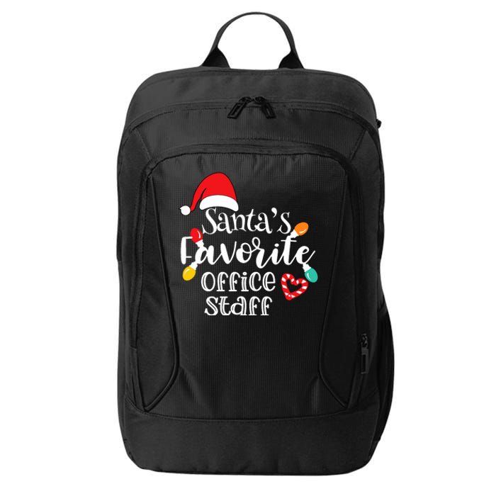 SantaS Favorite Office Staff Christmas Lights Santa Hat City Backpack