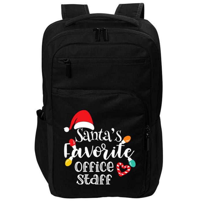 SantaS Favorite Office Staff Christmas Lights Santa Hat Impact Tech Backpack