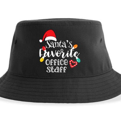 SantaS Favorite Office Staff Christmas Lights Santa Hat Sustainable Bucket Hat