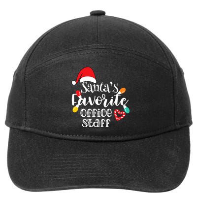 SantaS Favorite Office Staff Christmas Lights Santa Hat 7-Panel Snapback Hat