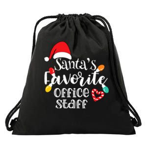 SantaS Favorite Office Staff Christmas Lights Santa Hat Drawstring Bag