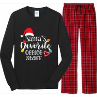 SantaS Favorite Office Staff Christmas Lights Santa Hat Long Sleeve Pajama Set