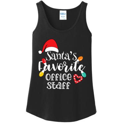 SantaS Favorite Office Staff Christmas Lights Santa Hat Ladies Essential Tank