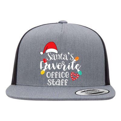 SantaS Favorite Office Staff Christmas Lights Santa Hat Flat Bill Trucker Hat