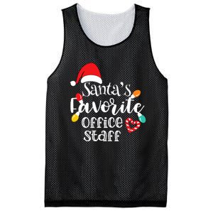 SantaS Favorite Office Staff Christmas Lights Santa Hat Mesh Reversible Basketball Jersey Tank