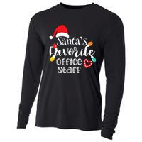 SantaS Favorite Office Staff Christmas Lights Santa Hat Cooling Performance Long Sleeve Crew