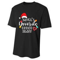 SantaS Favorite Office Staff Christmas Lights Santa Hat Performance Sprint T-Shirt