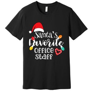 SantaS Favorite Office Staff Christmas Lights Santa Hat Premium T-Shirt