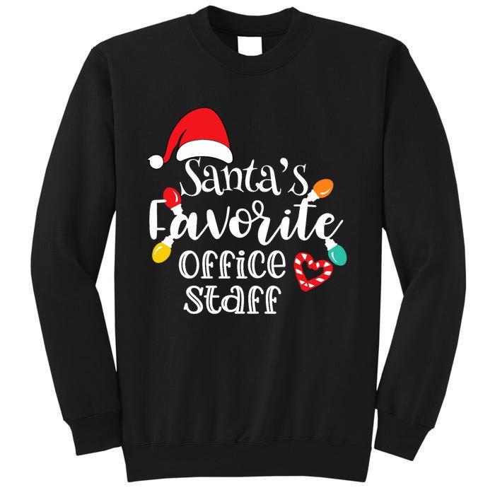 SantaS Favorite Office Staff Christmas Lights Santa Hat Tall Sweatshirt