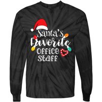 SantaS Favorite Office Staff Christmas Lights Santa Hat Tie-Dye Long Sleeve Shirt