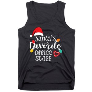 SantaS Favorite Office Staff Christmas Lights Santa Hat Tank Top