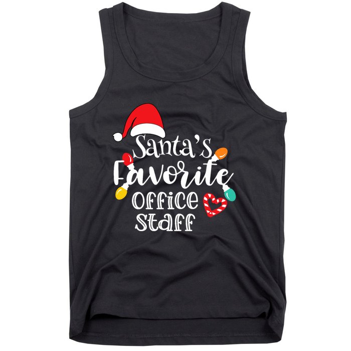 SantaS Favorite Office Staff Christmas Lights Santa Hat Tank Top