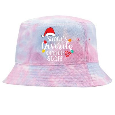 SantaS Favorite Office Staff Christmas Lights Santa Hat Tie-Dyed Bucket Hat