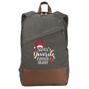 SantaS Favorite Office Staff Christmas Lights Santa Hat Cotton Canvas Backpack