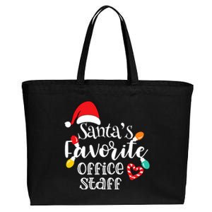 SantaS Favorite Office Staff Christmas Lights Santa Hat Cotton Canvas Jumbo Tote