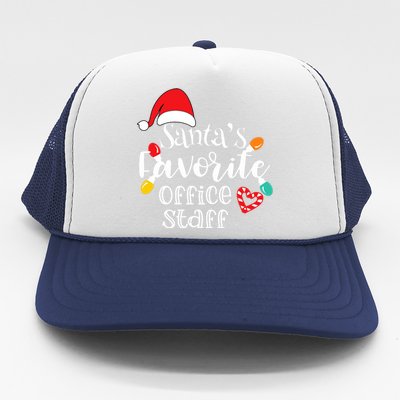 SantaS Favorite Office Staff Christmas Lights Santa Hat Trucker Hat