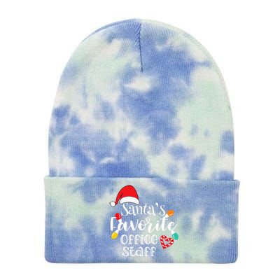 SantaS Favorite Office Staff Christmas Lights Santa Hat Tie Dye 12in Knit Beanie