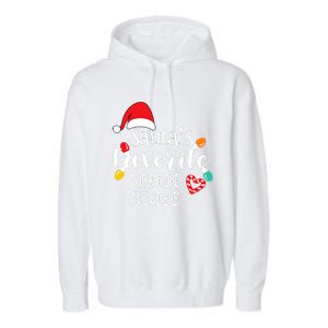 SantaS Favorite Office Staff Christmas Lights Santa Hat Garment-Dyed Fleece Hoodie