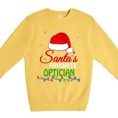 SantaS Favorite Optician Santa Hat Lights. Funny Christmas Premium Crewneck Sweatshirt