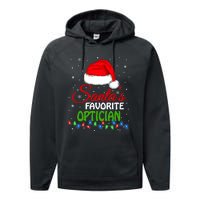 SantaS Favorite Optician Santa Hat Lights. Funny Christmas Performance Fleece Hoodie