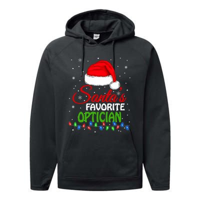 SantaS Favorite Optician Santa Hat Lights. Funny Christmas Performance Fleece Hoodie