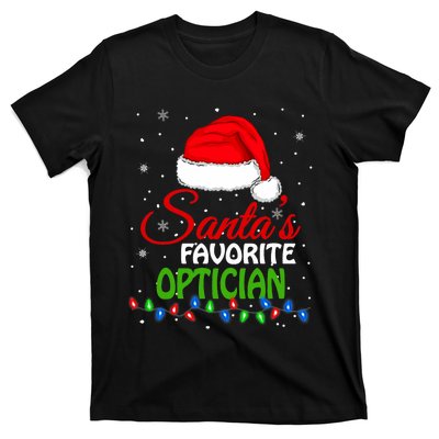 SantaS Favorite Optician Santa Hat Lights. Funny Christmas T-Shirt