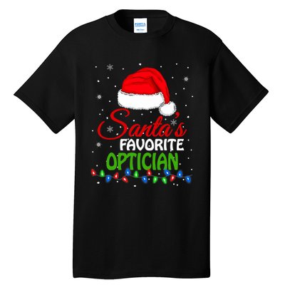 SantaS Favorite Optician Santa Hat Lights. Funny Christmas Tall T-Shirt