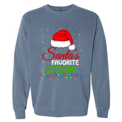 SantaS Favorite Optician Santa Hat Lights. Funny Christmas Garment-Dyed Sweatshirt