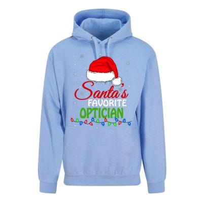 SantaS Favorite Optician Santa Hat Lights. Funny Christmas Unisex Surf Hoodie