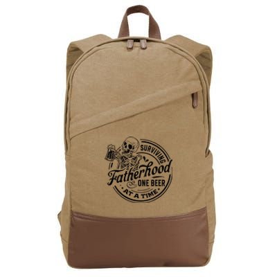 Surviving Fatherhood One Beer At A Time Cotton Canvas Backpack