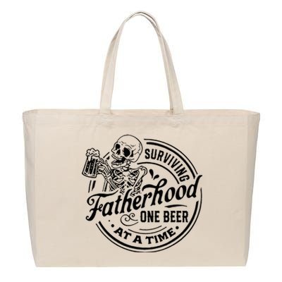 Surviving Fatherhood One Beer At A Time Cotton Canvas Jumbo Tote