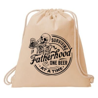 Surviving Fatherhood One Beer At A Time Drawstring Bag