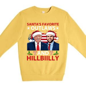 Santa’S Favorite Outlaws And Hillbiilly Trump Vance Christmas Funny Gift Premium Crewneck Sweatshirt