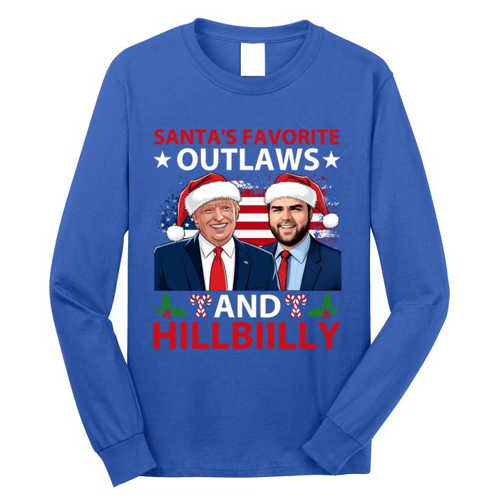 Santa’S Favorite Outlaws And Hillbiilly Trump Vance Christmas Funny Gift Long Sleeve Shirt