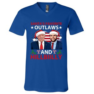 Santa’S Favorite Outlaws And Hillbiilly Trump Vance Christmas Funny Gift V-Neck T-Shirt