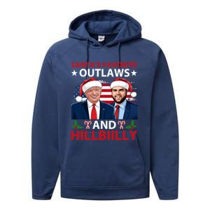 Santa’S Favorite Outlaws And Hillbiilly Trump Vance Christmas Funny Gift Performance Fleece Hoodie