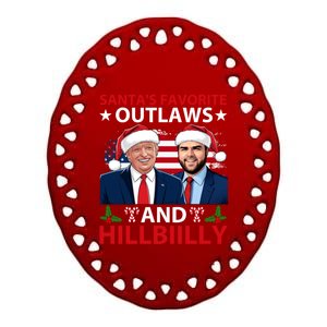 Santa’S Favorite Outlaws And Hillbiilly Trump Vance Christmas Funny Gift Ceramic Oval Ornament