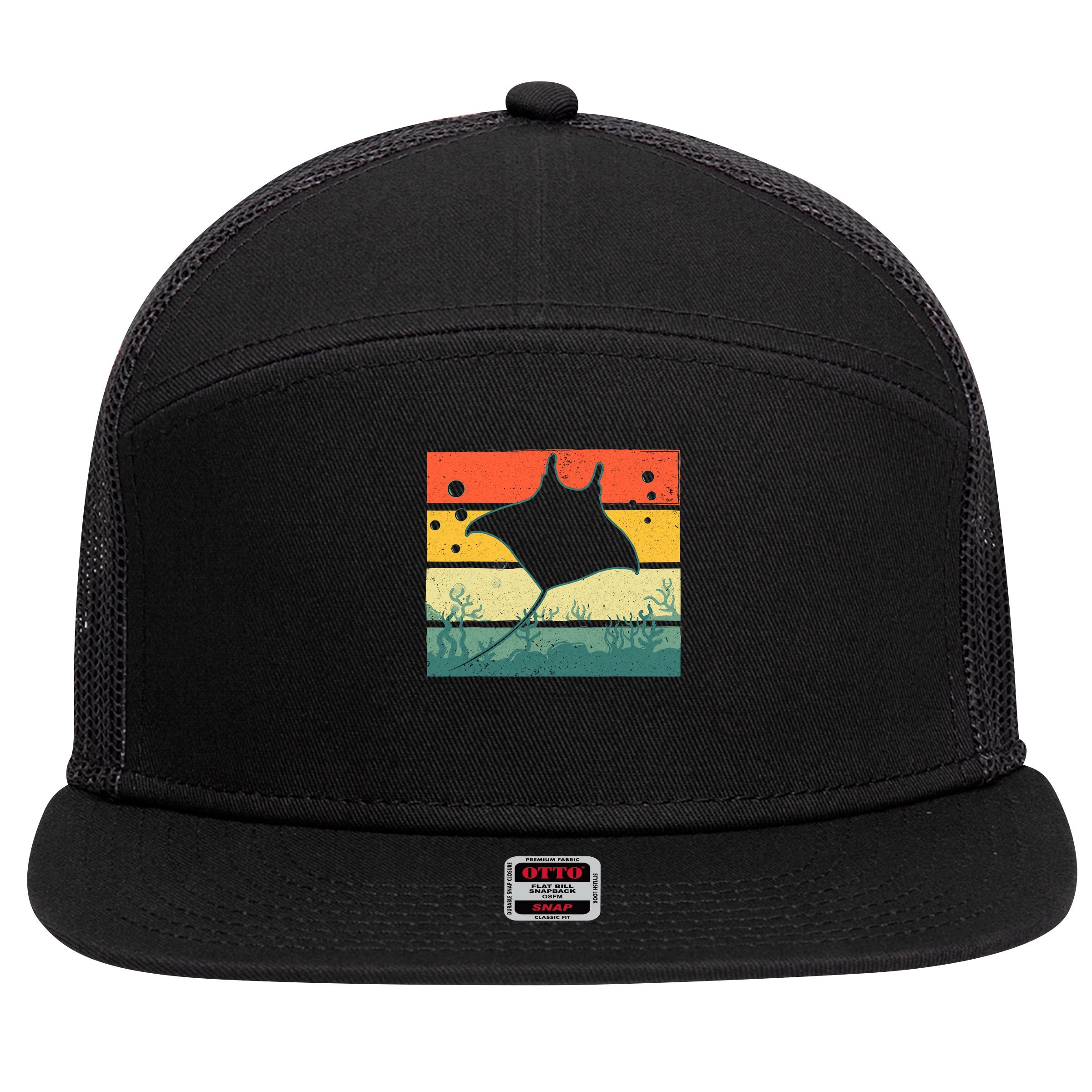Stingray Funny Ocean Animal 7 Panel Mesh Trucker Snapback Hat