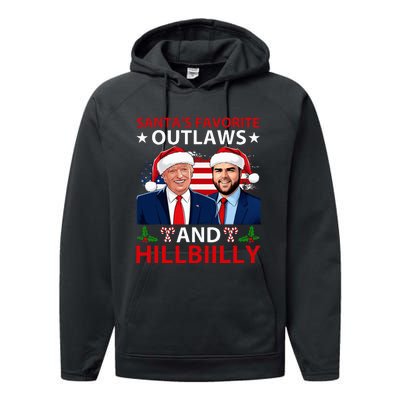 Santa’S Favorite Outlaws & Hillbiilly Trump Vance Christmas Performance Fleece Hoodie