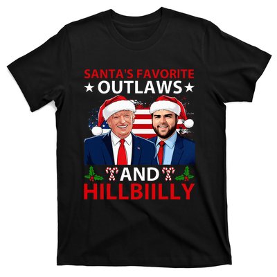 Santa’S Favorite Outlaws & Hillbiilly Trump Vance Christmas T-Shirt