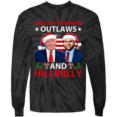 Santa’S Favorite Outlaws & Hillbiilly Trump Vance Christmas Tie-Dye Long Sleeve Shirt