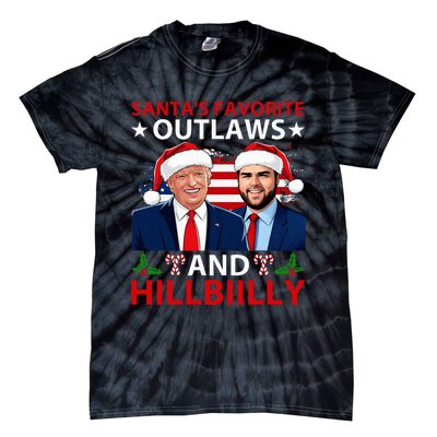 Santa’S Favorite Outlaws & Hillbiilly Trump Vance Christmas Tie-Dye T-Shirt