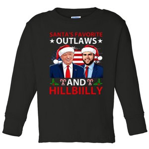 Santa’S Favorite Outlaws & Hillbiilly Trump Vance Christmas Toddler Long Sleeve Shirt