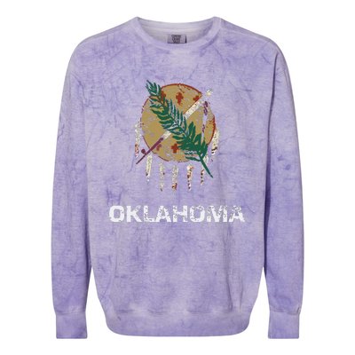 State Flag Of Oklahoma Tulsa Norman Oklahoma City Colorblast Crewneck Sweatshirt