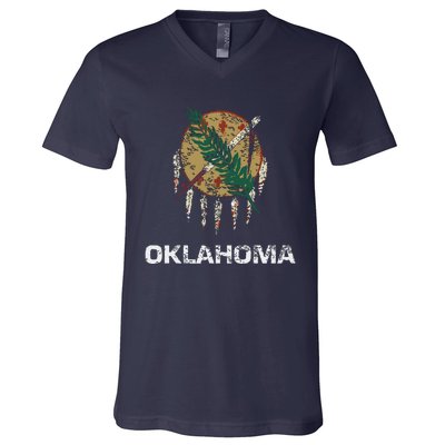 State Flag Of Oklahoma Tulsa Norman Oklahoma City V-Neck T-Shirt