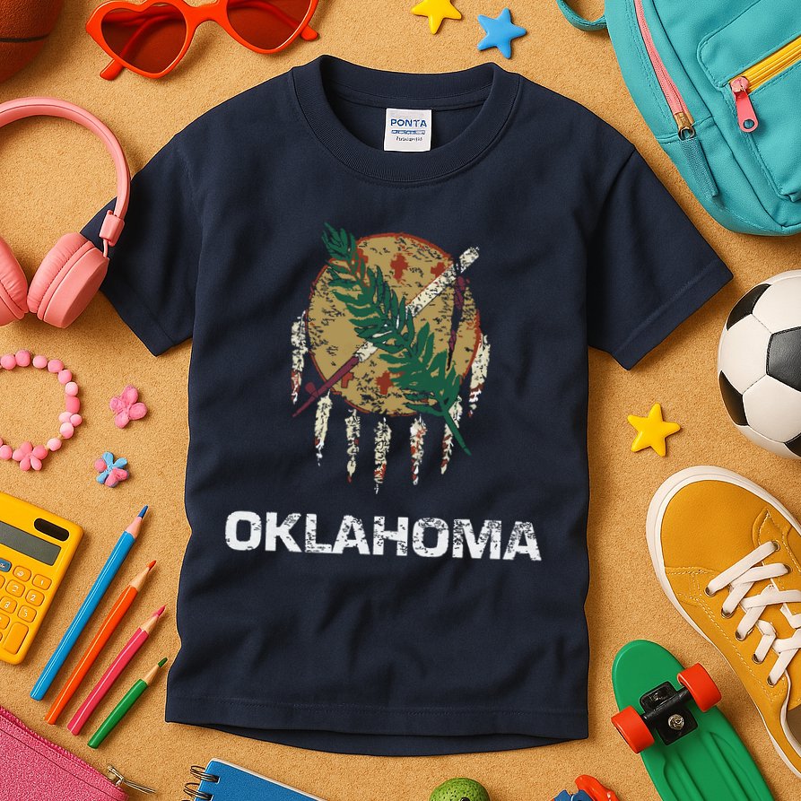 State Flag Of Oklahoma Tulsa Norman Oklahoma City Kids T-Shirt