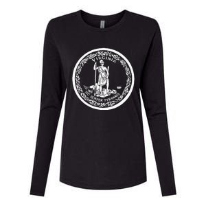 State Flag Of Virginia Seal Roanoke Richmond Norfolk Womens Cotton Relaxed Long Sleeve T-Shirt