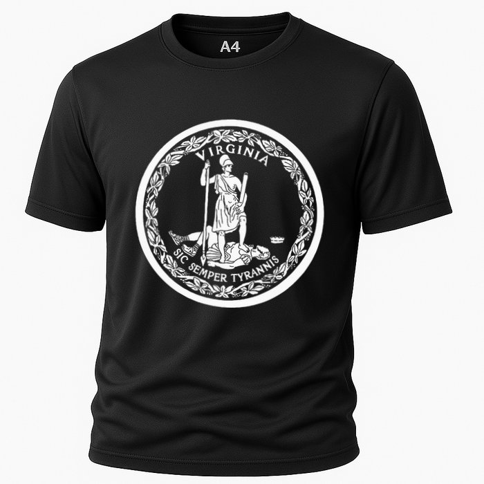 State Flag Of Virginia Seal Roanoke Richmond Norfolk Cooling Performance Crew T-Shirt