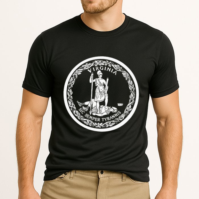 State Flag Of Virginia Seal Roanoke Richmond Norfolk Cooling Performance Crew T-Shirt